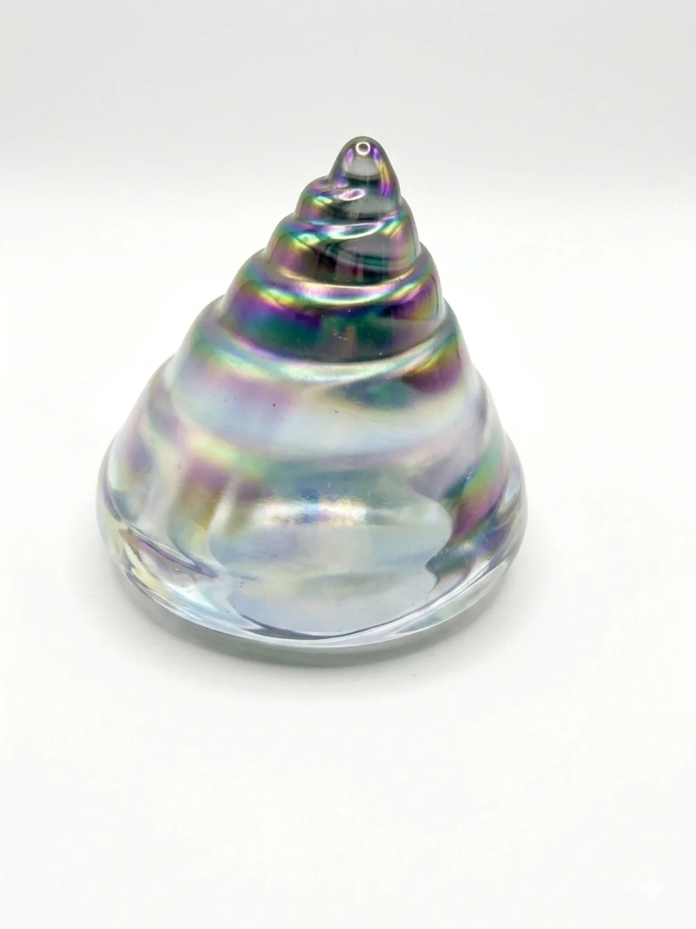 Iridescent Glass Shell Figurine | Rainbow Art Glass | Coastal Decor